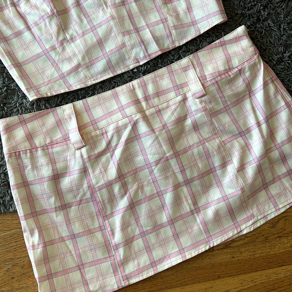 NWT Princess Polly Check Mate Mini Multi Skirt Set In Pink Size 12 - Picture 5 of 16